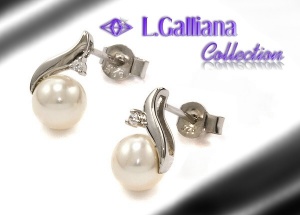 419380 BOUCLES D'OREILLES PERLE DE CULTURE ET DIAMANT CZ EN ARGENT 925