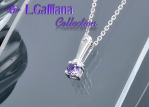 420553 COLLIER  AMETHYSTE  ET DIAMANT 0.14CT EN ARGENT 925