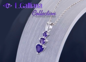 420574 COLLIER 3 COEUR AMETHYSTE 0,73CT EN ARGENT 925