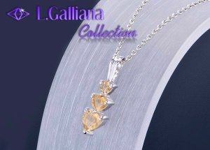 420579 COLLIER COEURS DE CITRINES 0,72CT EN ARGENT 925