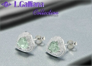 421042 BOUCLES COEUR AMÉTHYSTE VERTE 1,15CT EN ARGENT 925