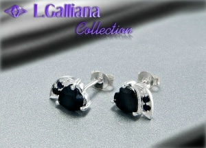 421059 BOUCLES COEUR SAPHIRS ET TOPAZES BLANCHES 2,23CT EN ARGENT 925
