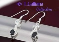 421099 BOUCLES  SAPHIR ET TOPAZES BLANCHES 1,85CT EN ARGENT 925