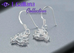 421121 BOUCLES AIGUES MARINE ET TOPAZES BLANCHES 1,94CT EN ARGENT 925