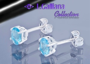 421209 BOUCLES DIAMANT CZ BLEU TOPAZE EN ARGENT 925