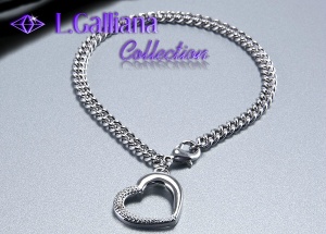 421382 BRACELET COEUR DIAMANT ARGENT RHODIE