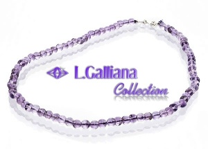 421464 COLLIER AMETHYSTES 75CT 41CM FERMOIR ARGENT 925