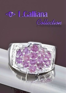 422547_BAGUE SAPHIRS ROSES ET TOPAZES BLANCHES 17,5 MM