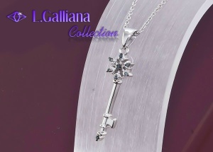 422570 COLLIER CLEF DIAMANTS BLEUS 0.05CT EN ARGENT 925