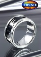 BAGUE FOSSIL ARGENT ET NOIRE INSCRIPTION FOSSIL BF4 _T63/66