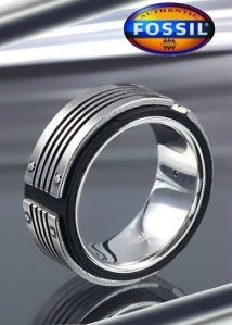 BAGUE FOSSIL ACIER ET CUIR BF5_T60