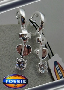 BOUCLES D'OREILLES FOSSIL COEUR  ARGENT 925 BOF6