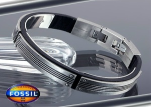 BRACELETS FOSSIL HOMME ACIER ET NOIR BRF6