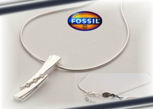 COLLIER FOSSIL ARGENT 925 ET ZIRCONES CF6